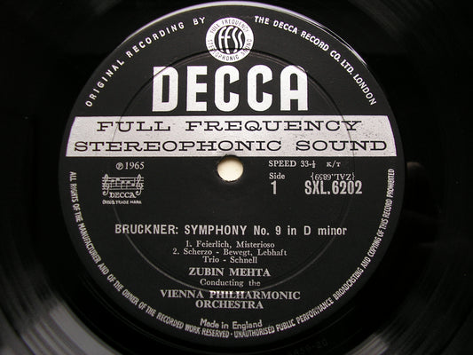 SXL 6202 BRUCKNER: SYMPHONY No.9 MEHTA / VIENNA PHILHARMONIC ED1
