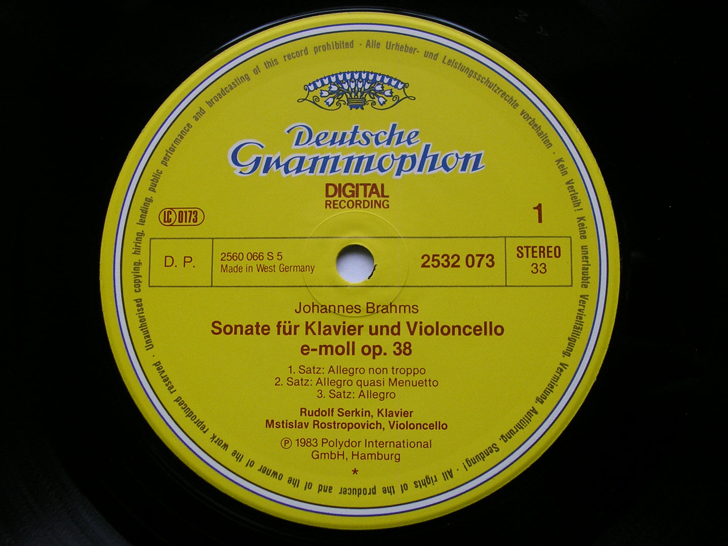 BRAHMS: THE CELLO SONATAS     MSTISLAV ROSTROPOVICH / RUDOLF SERKIN     2532 073