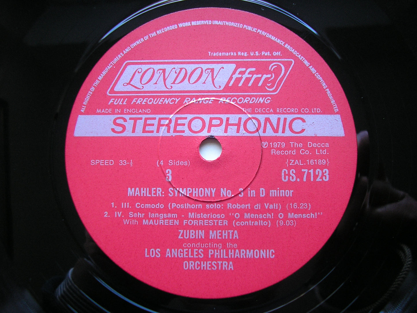 MAHLER: SYMPHONY No. 3 FORRESTER / LOS ANGELES PHILHARMONIC / MEHTA CSA 2249