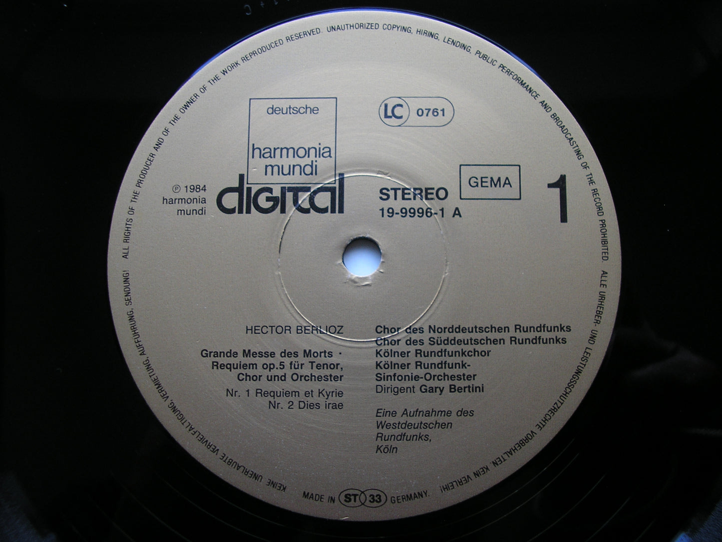 BERLIOZ: REQUIEM     LEWIS / ORCHESTRA & CHORUS OF RADIO COLOGNE / BERTINI    2LP           19-999-3