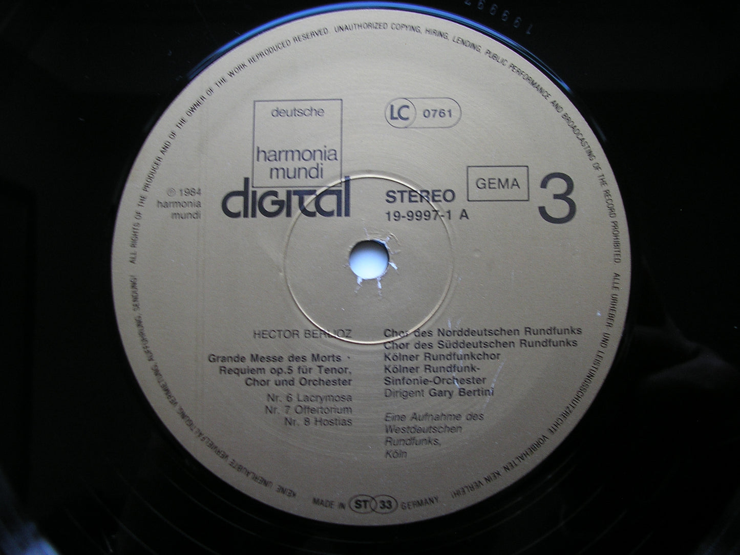 BERLIOZ: REQUIEM     LEWIS / ORCHESTRA & CHORUS OF RADIO COLOGNE / BERTINI    2LP           19-999-3