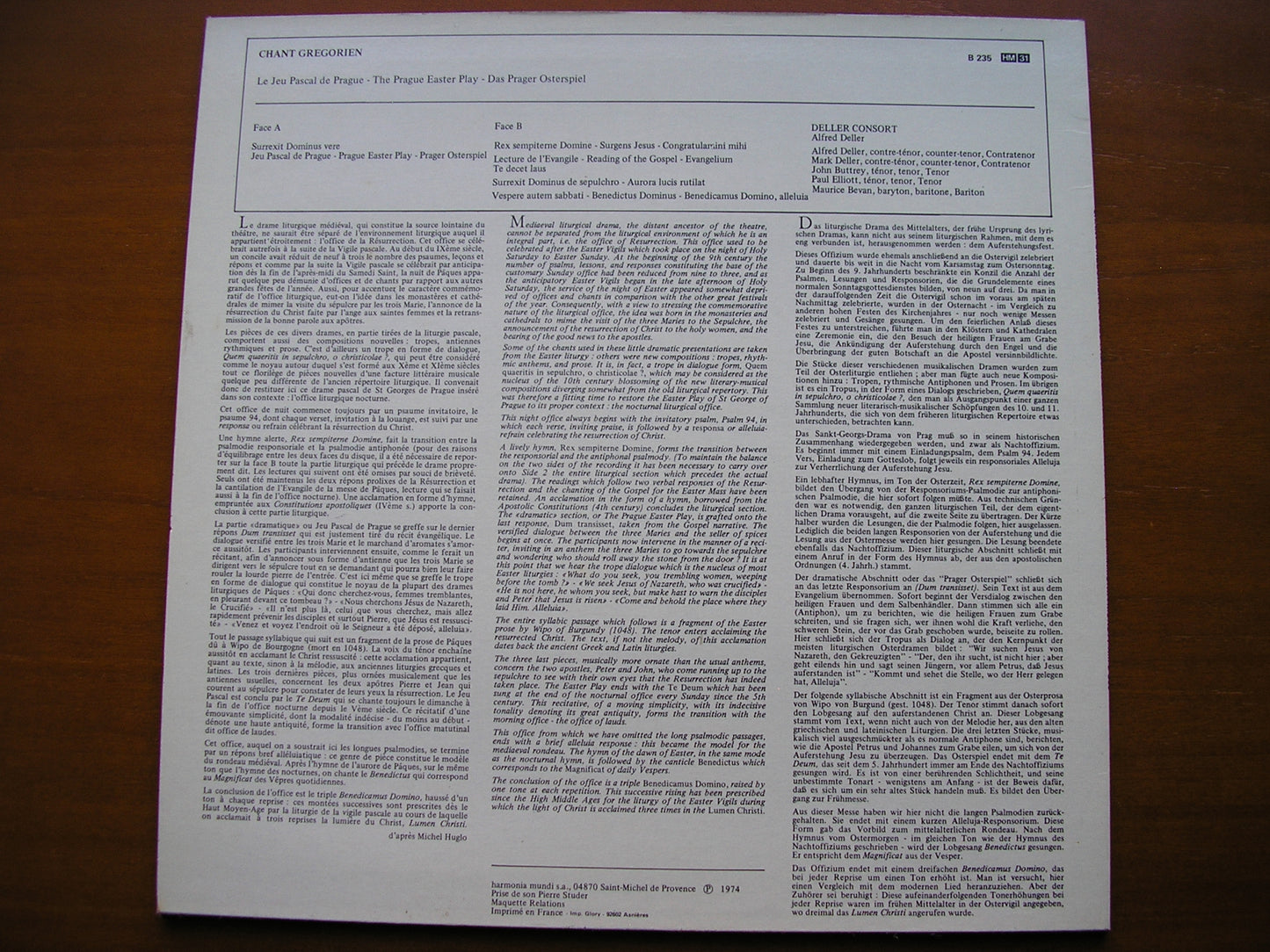 GREGORIAN CHANT: THE PRAGUE EASTER PLAY DELLER CONSORT HMB 235