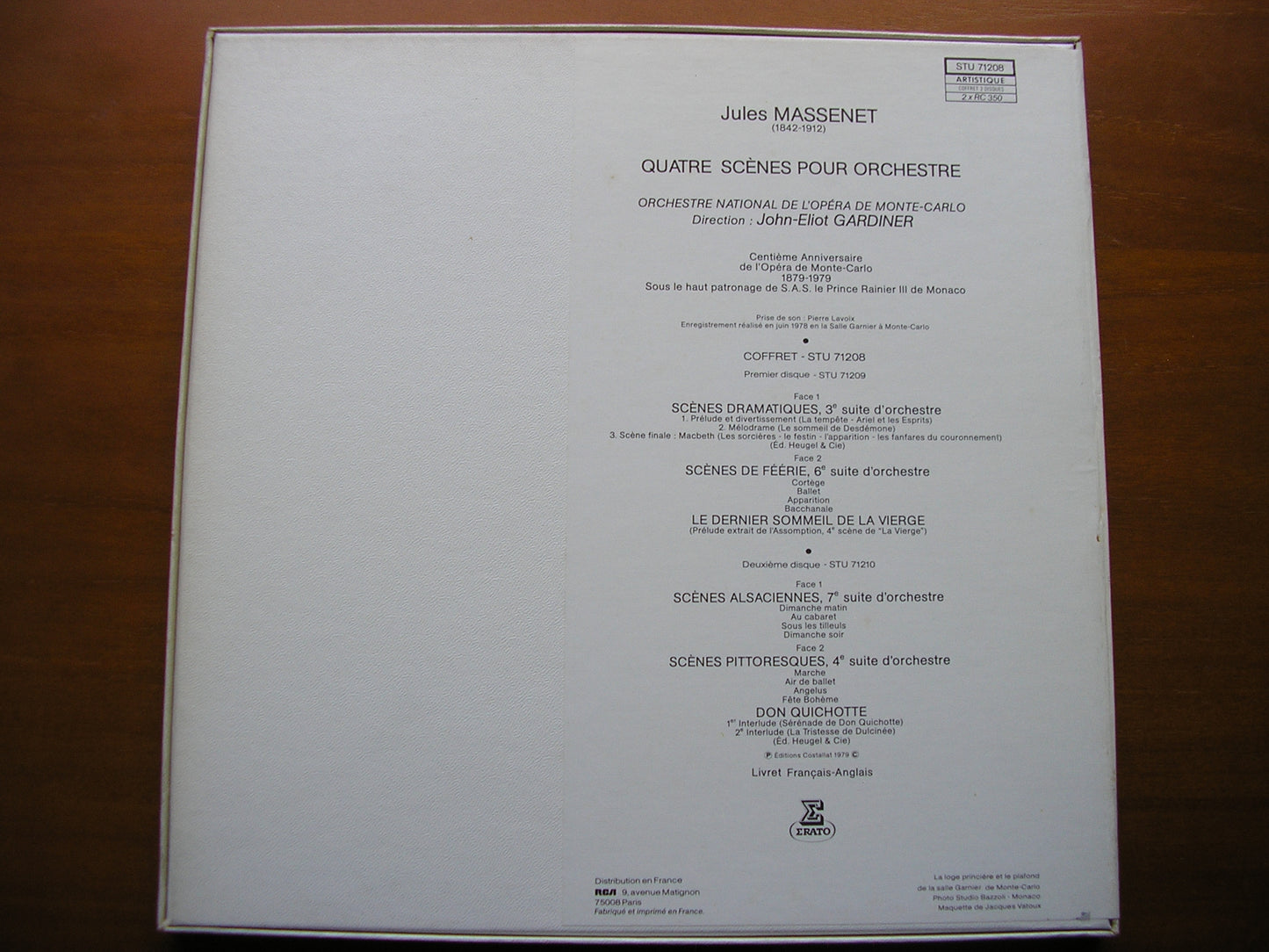 MASSENET: FOUR SUITES FOR ORCHESTRA       GARDINER / MONTE CARLO OPERA ORCHESTRA     2LP      STU 71208