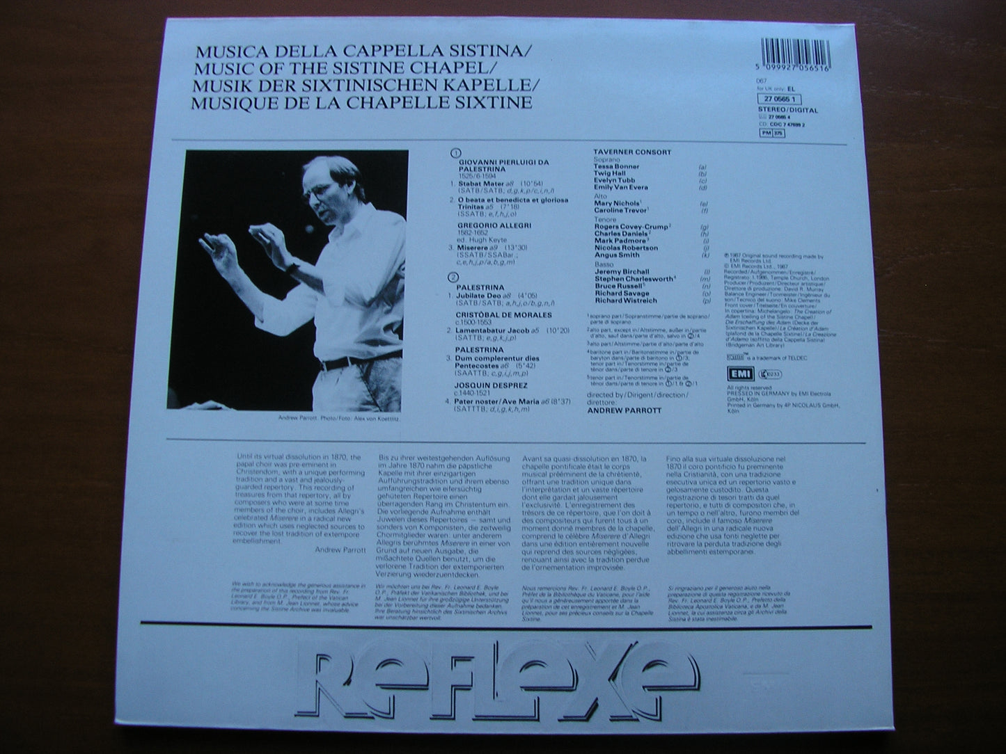 MUSIC OF THE SISTINE CHAPEL: DE MORALES / JOSQUIN / ALLEGRI / PALESTRINA TAVERNER CONSORT / PARROTT 27 0565
