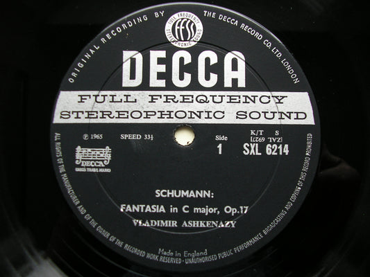 SXL 6214 SCHUMANN: FANTASIA in C / ETUDES SYMPHONIQUES ASHKENAZY ED1