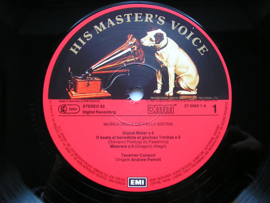MUSIC OF THE SISTINE CHAPEL: DE MORALES / JOSQUIN / ALLEGRI / PALESTRINA TAVERNER CONSORT / PARROTT 27 0565
