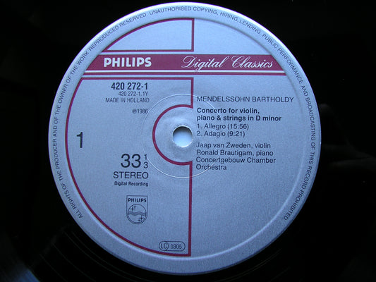 BOTTESINI: GRAND DUO CONCERTANT / MENDELSSOHN: CONCERTO FOR VIOLIN, PIANO & STRINGS SOLOISTS / CONCERTGEBOUW CHAMBER ORCHESTRA