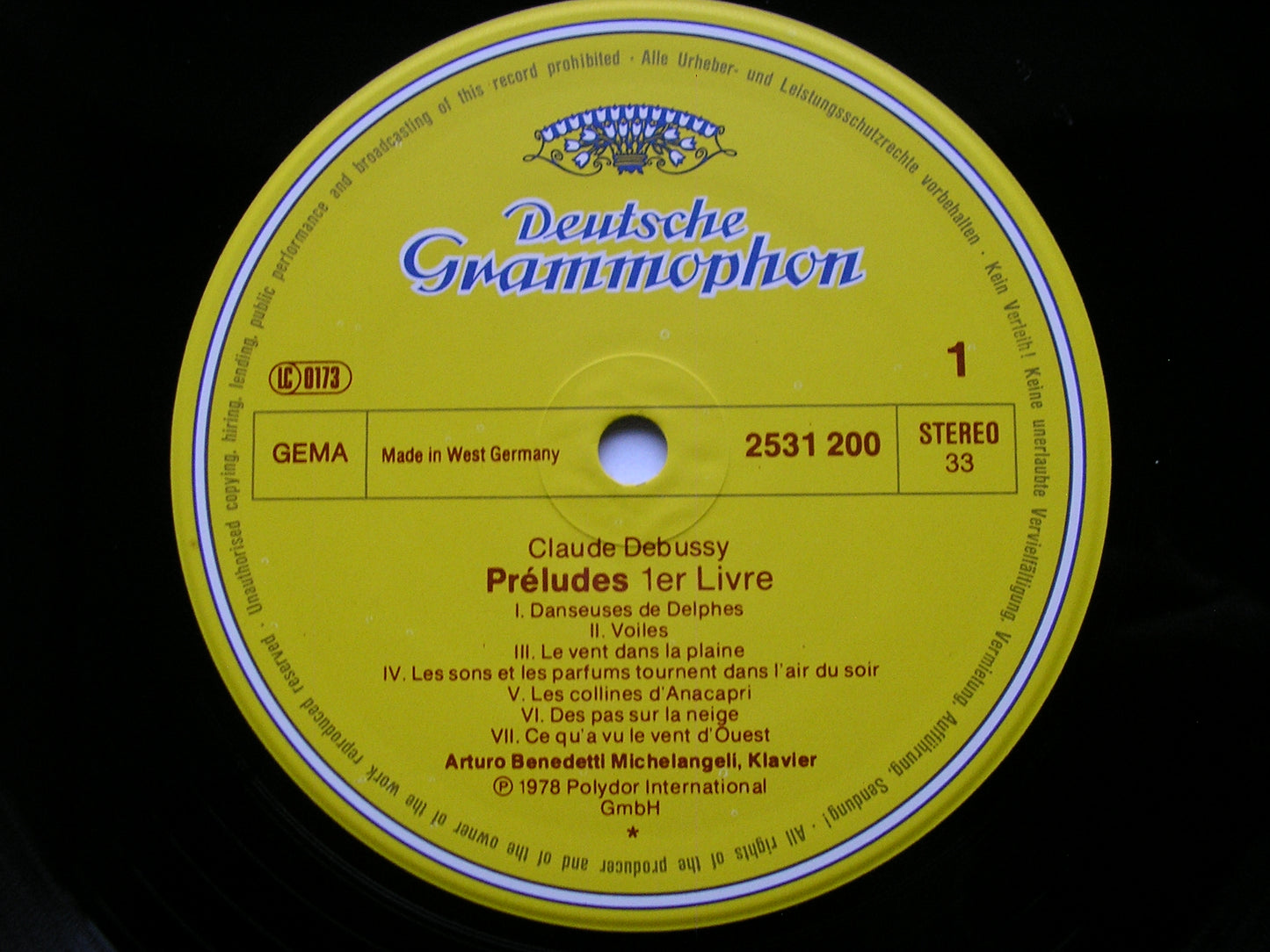 DEBUSSY: PRELUDES Volume 1 MICHELANGELI 2531 200