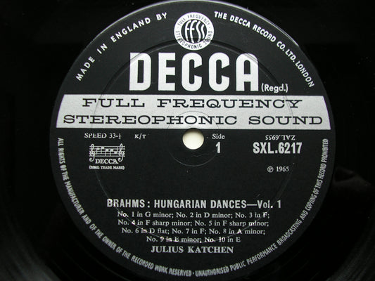 SXL 6217 BRAHMS: COMPLETE PIANO WORKS Volume 5 JULIUS KATCHEN ED2
