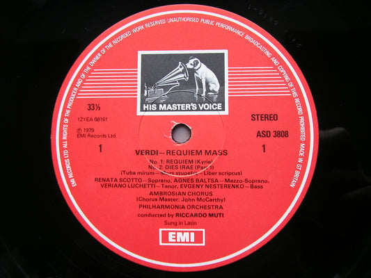 VERDI: REQUIEM  SCOTTO / BALTSA / LUCHETTI / NESTERENKO / PHILHARMONIA ORCHESTRA / MUTI     2LP    SLS 5185