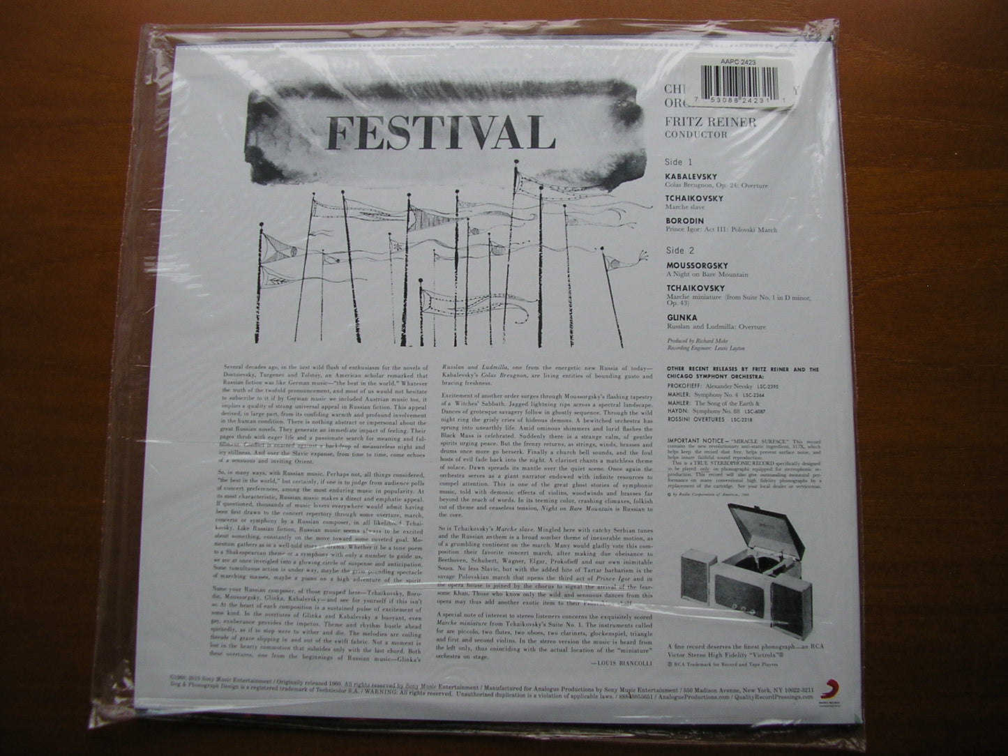 FESTIVAL OF RUSSIAN MUSIC: GLINKA / TCHAIKOVSKY / BORODIN / MOUSSORGSKY / KABALEVSKY CHICAGO SYMPHONY / REINER LSC 2423