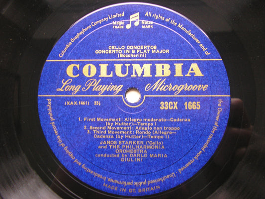 BOCCHERINI: CELLO CONCERTO / HAYDN: CELLO CONCERTO   JANOS STARKER / PHILHARMONIA / GIULINI    33CX 1665*