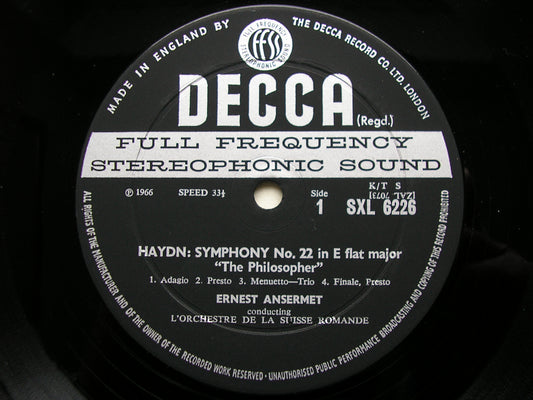 SXL 6226 HAYDN: SYMPHONIES Nos. 22 & 90 ANSERMET / SUISSE ROMANDE ED2