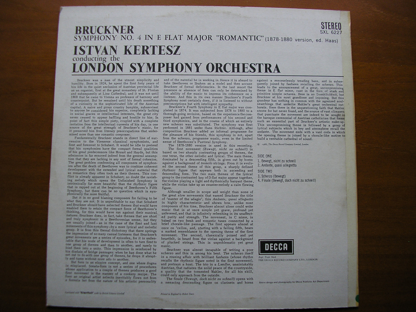 SXL 6227 BRUCKNER: SYMPHONY No. 4 'Romantic' KERTESZ / LONDON SYMPHONY ED2