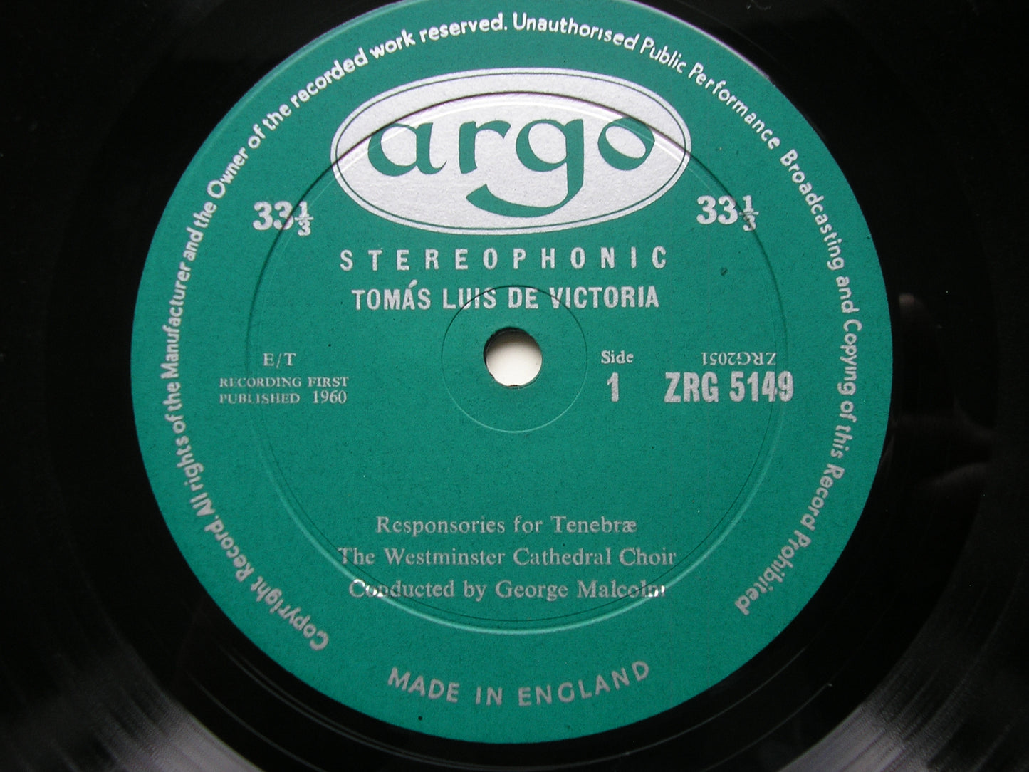 VICTORIA: RESPONSORIES FOR TENEBRAE WESTMINSTER CATHEDRAL CHOIR / MALCOLM ZRG 5149