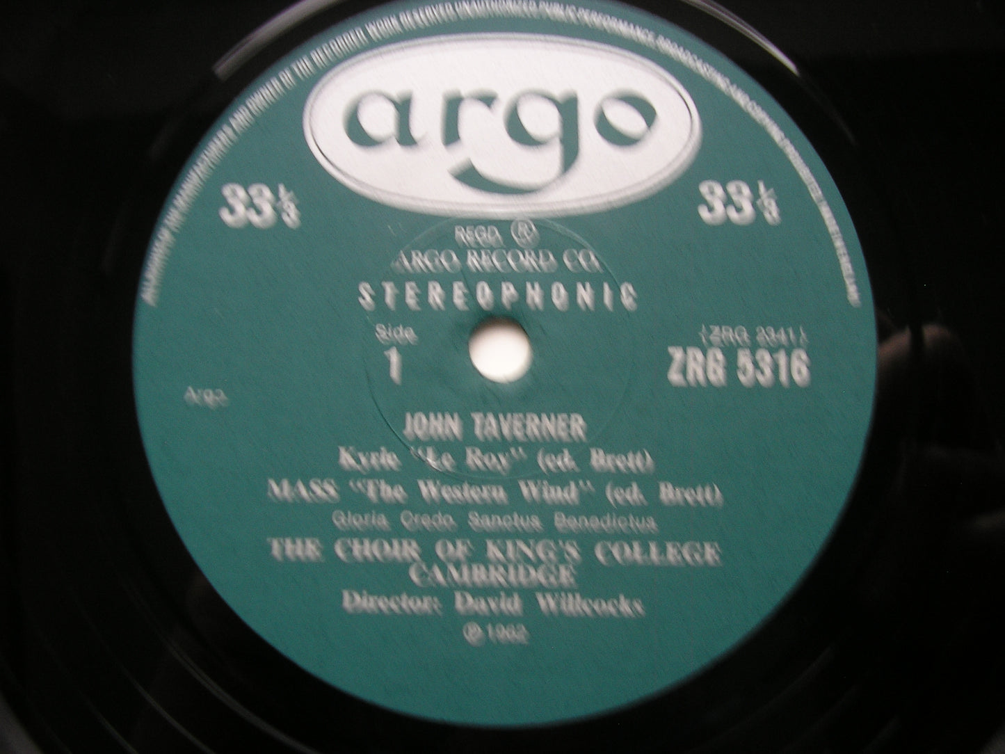 TAVERNER: MASS 'The Western Wind' / KYRIE       KING'S COLLEGE CHOIR, CAMBRIDGE / DAVID WILLCOCKS   ZRG 5316