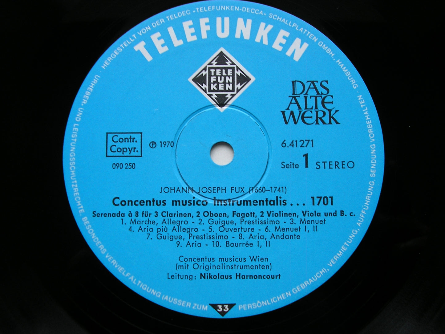 FUX: CONCENTUS MUSICO INSTRUMENTALIS  1701      CONCENTUS MUSICUS WIEN / HARNONCOURT     6.41271