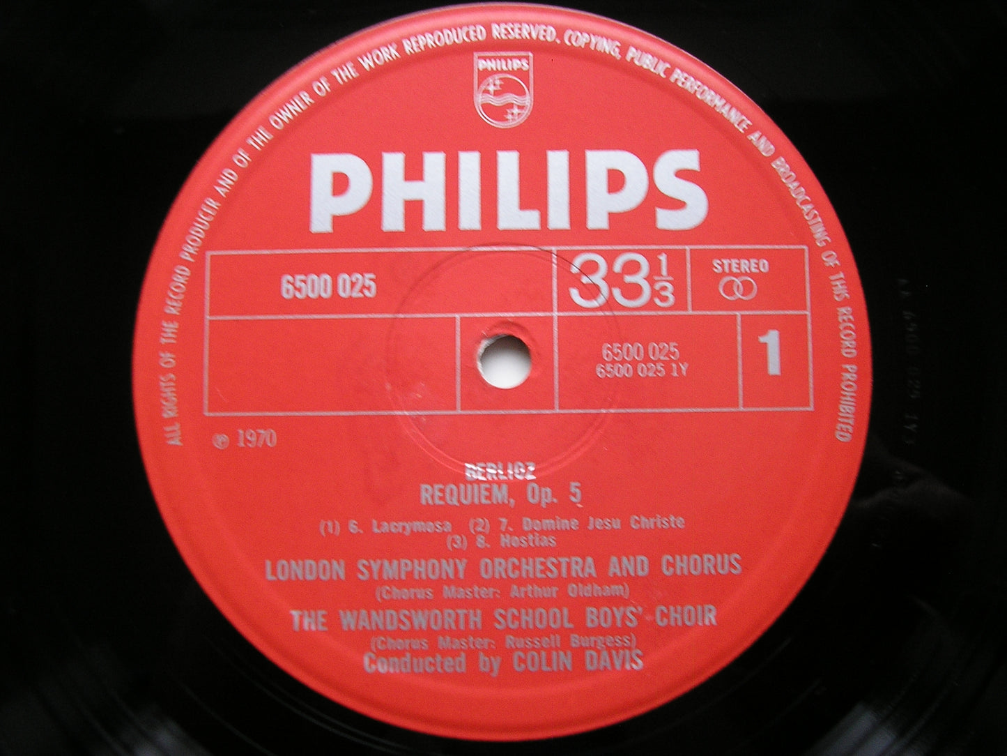 BERLIOZ: REQUIEM      DOWD / LONDON SYMPHONY ORCHESTRA & CHORUS / DAVIS     2LP      6700 019