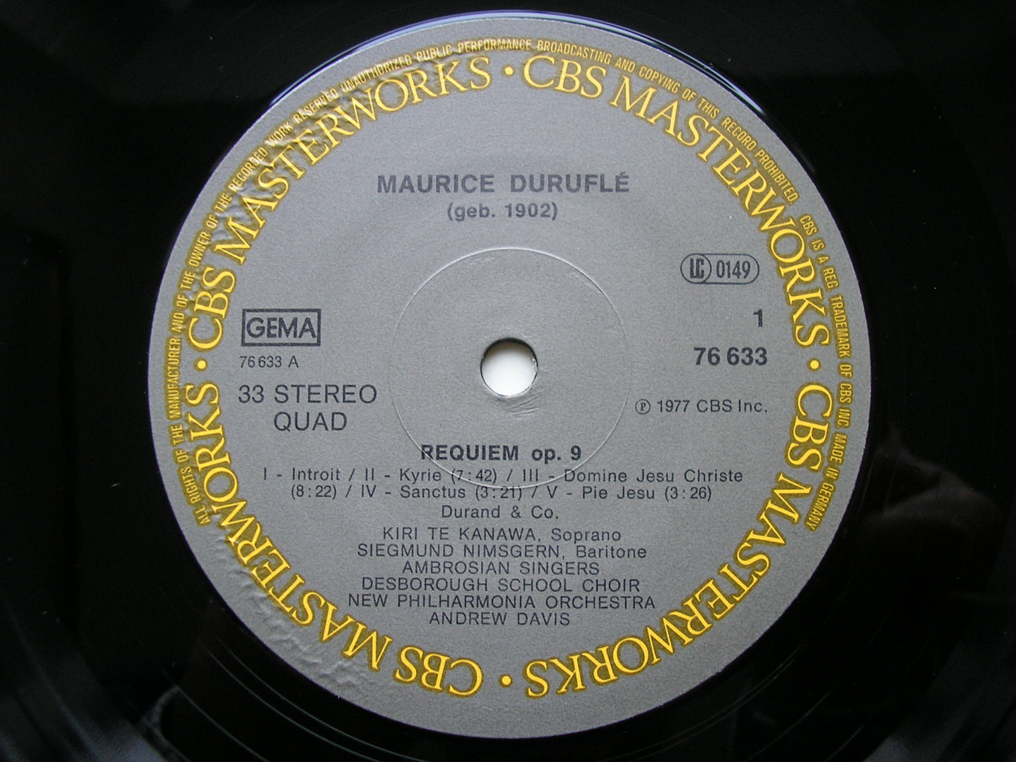 DURUFLE: REQUIEM / DANSE LENTE      TE KANAWA / NIMSGERN / NEW PHILHARMONIA / DAVIS      76633