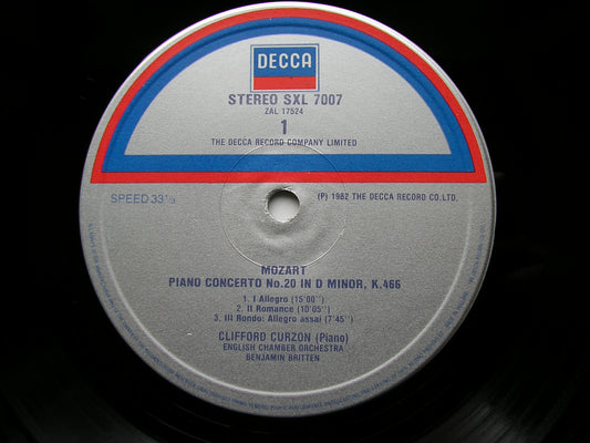 MOZART: PIANO CONCERTOS Nos. 20 & 27 CURZON / ENGLISH CHAMBER ORCHESTRA / BRITTEN SXL 7007