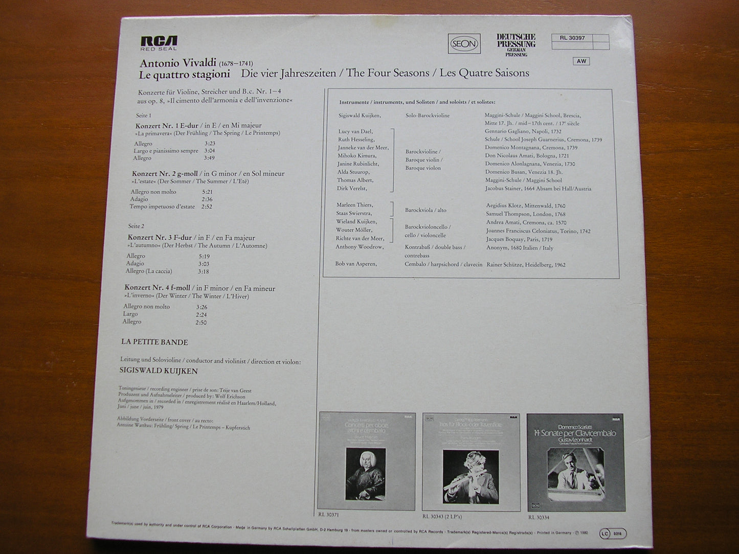 VIVALDI: THE FOUR SEASONS LA PETITE BANDE / KUIJKEN RL 30397