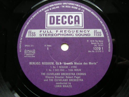 BERLIOZ: REQUIEM      RIEGEL / CLEVELAND ORCHESTRA & CHORUS / MAAZEL   2LP    D137D2