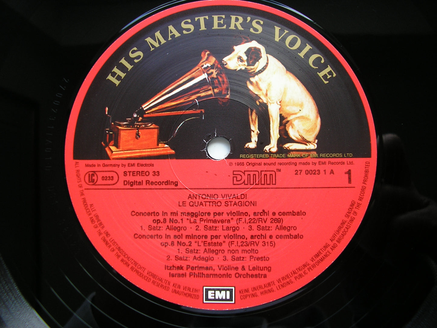 VIVALDI: THE FOUR SEASONS       PERLMAN / ISRAEL PHILHARMONIC ORCHESTRA    27 0023