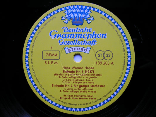 HENZE: FIVE SYMPHONIES HENZE / BERLIN PHILHARMONIC 2LP 139 203 / 4