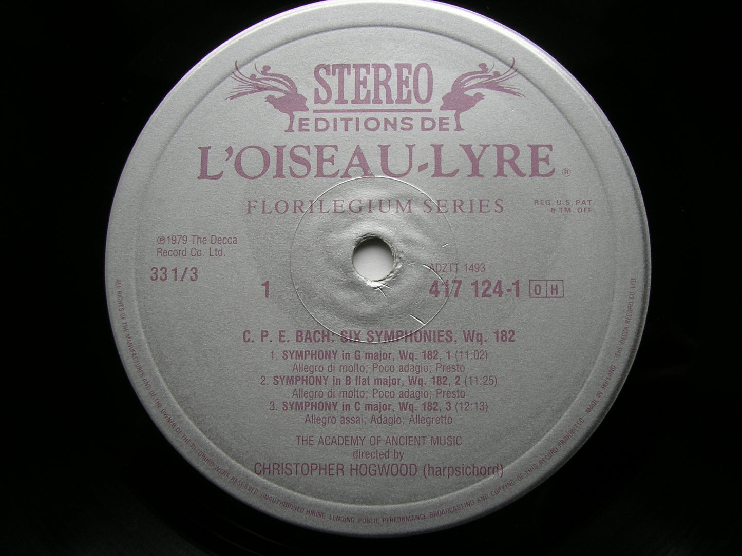 BACH, CARL PHILLIP EMANUEL: SIX SYMPHONIES Wq.182      HOGWOOD / ACADEMY OF ANCIENT MUSIC     417 124