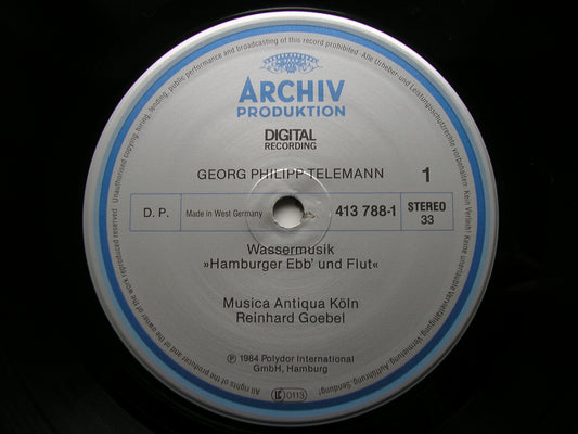 TELEMANN: WASSERMUSIK / THREE CONCERTOS      MUSICA ANTIQUA COLOGNE / REINHARD GOEBEL      413 788