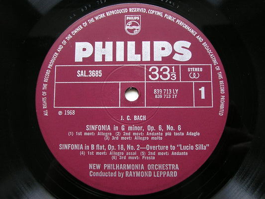 BACH, JOHANN CHRISTIAN: FOUR SINFONIAS     LEPPARD / NEW PHILHARMONIA      SAL 3685