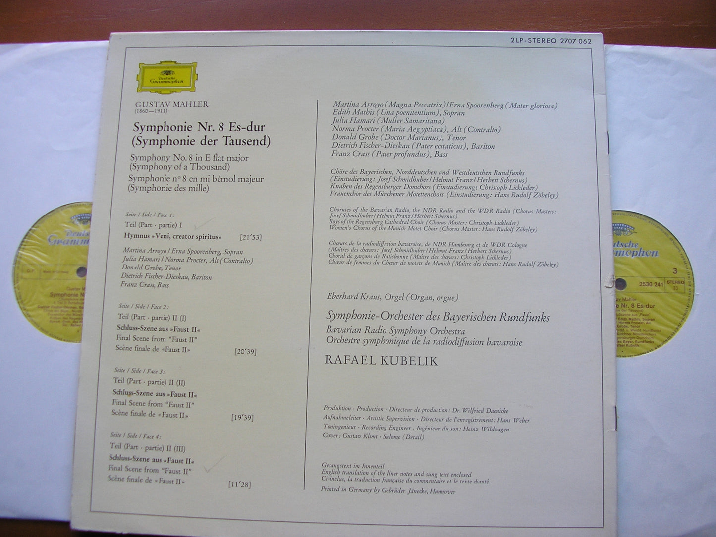 MAHLER: SYMPHONY No. 8 SOLOISTS / BAVARIAN RADIO SYMPHONY / KUBELIK 2707 062