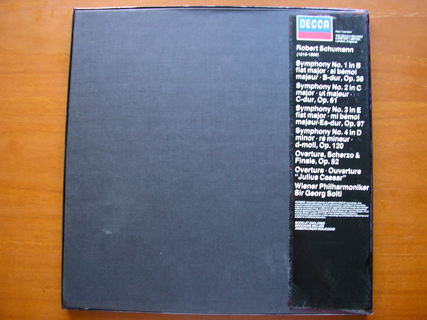 SCHUMANN: THE FOUR SYMPHONIES / OVERTURE, SCHERZO & FINALE SOLTI / VIENNA PHILHARMONIC 3LP D190D3