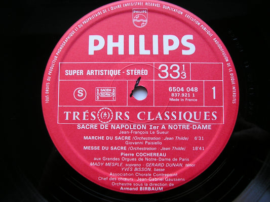 MUSIC FOR THE CORONATION OF NAPOLEON: LE SUEUR / PAISIELLO SOLOISTS / ORCHESTRA / BIRBAUM 654 048