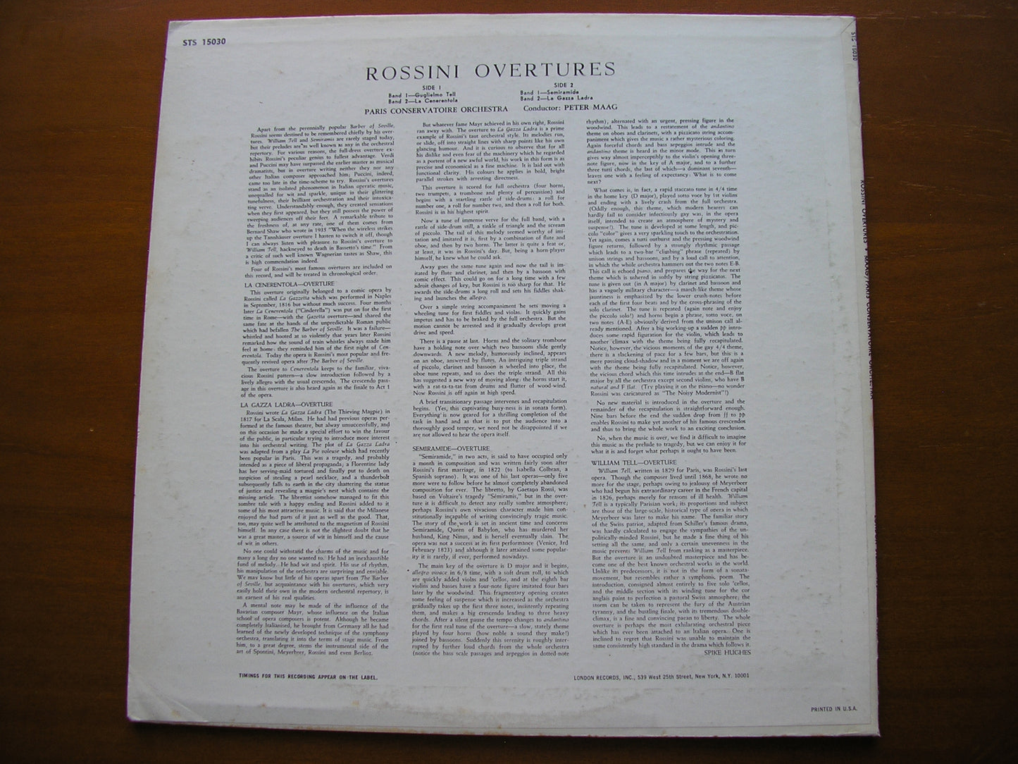 ROSSINI: FOUR OVERTURES MAAG / PARIS CONSERVATOIRE STS 15030