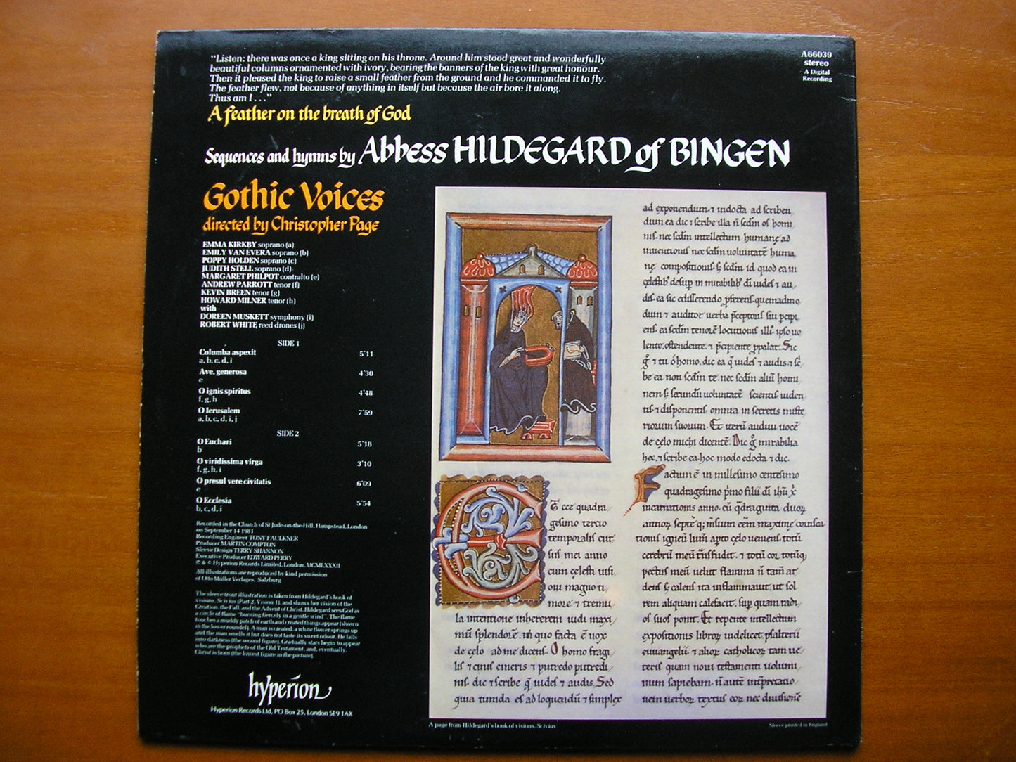 HILDEGARD OF BINGEN: A FEATHER ON THE BREATH OF GOD    KIRKBY / GOTHIC VOICES / PAGE      A66039