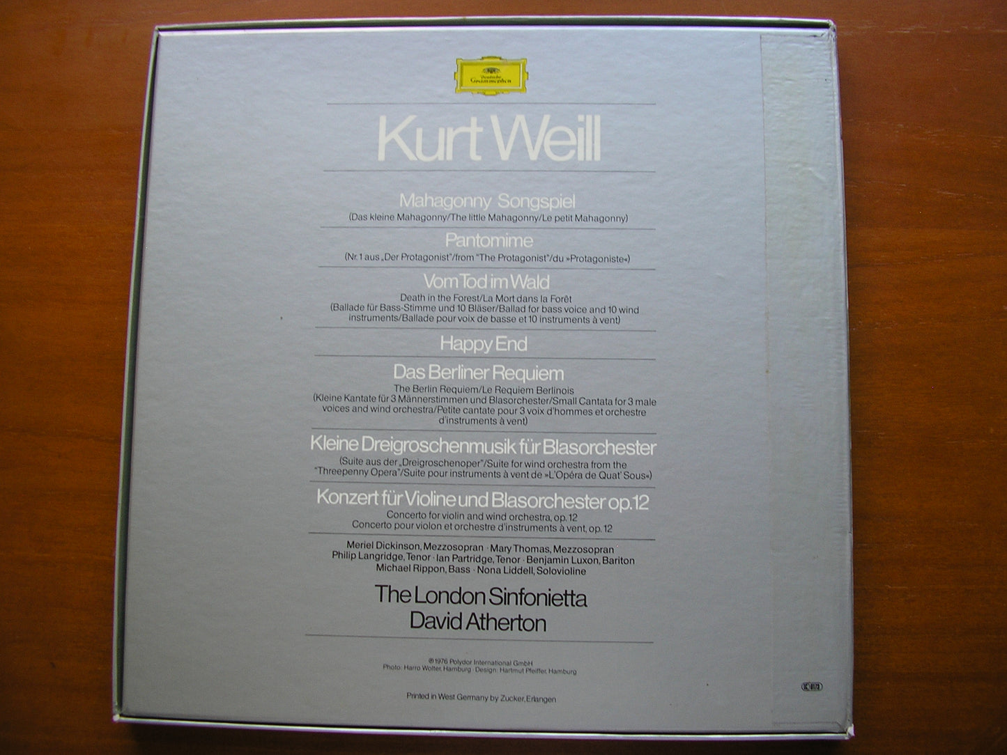 WEILL: MAHAGONNY / PANTOMIME / VIOLIN CONCERTO / BERLIN REQUIEM SOLOISTS / LONDON SINFONIETTA / ATHERTON 3LP 2740 153