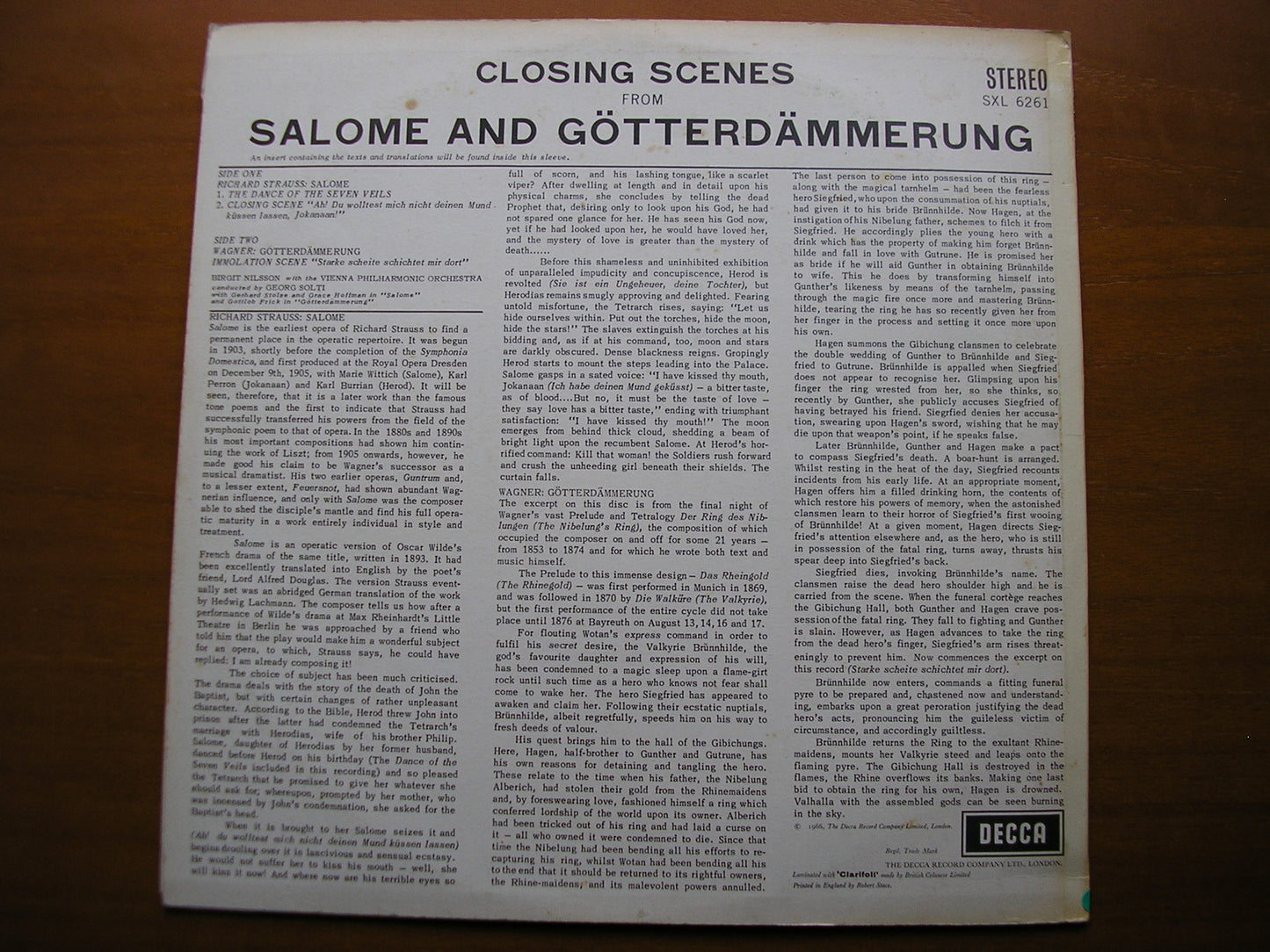 SXL 6261 STRAUSS: SALOME / WAGNER: TWILIGHT OF THE GODS Closing Scenes NILSSON / VIENNA PHILHARMONIC / SOLTI ED2
