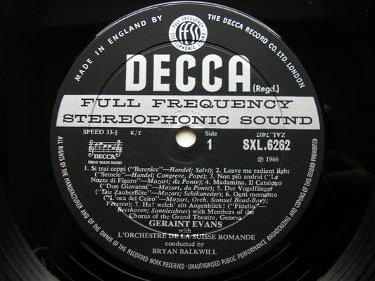 SXL 6262 GERAINT EVANS SINGS OPERA ARIAS: VERDI / MOZART / HANDEL / BEETHOVEN / LEONCAVALLO SUISSE ROMANDE / BALKWILL ED2