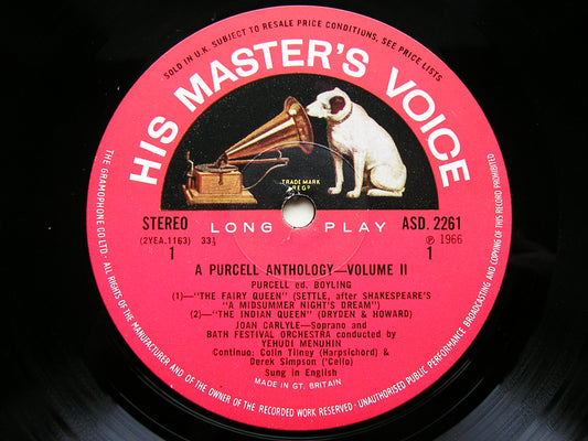 PURCELL: MUSIC FOR THE THEATRE CARLYLE / BATH FESTIVAL ORCHESTRA / MENUHIN ASD 2261