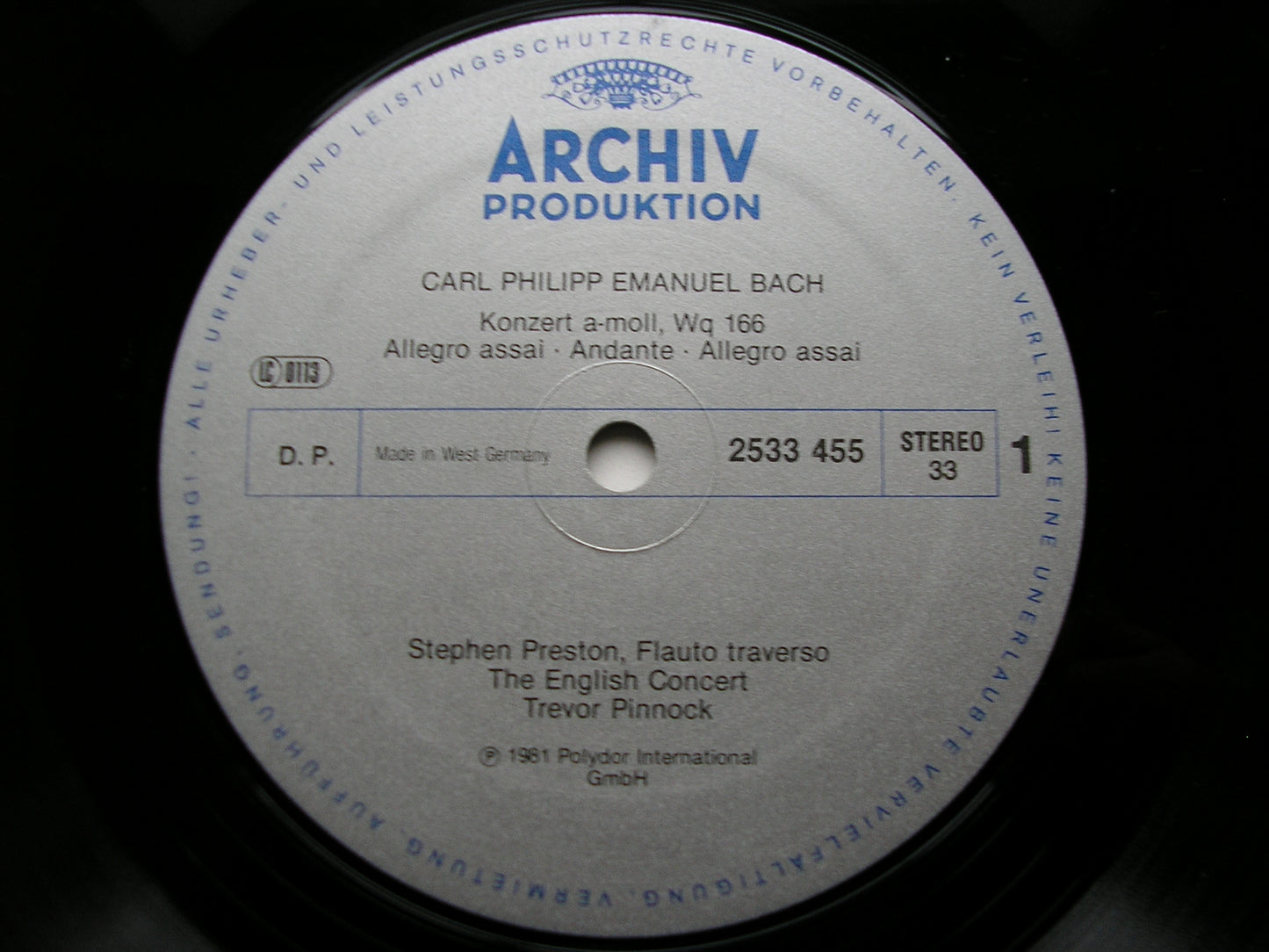 BACH, CARL PHILIPP EMANUEL: TWO CONCERTOS FOR FLUTE & STRING ORCHESTRA PRESTON / THE ENGLISH CONCERT / PINNOCK