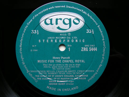 PURCELL: MUSIC FOR THE CHAPEL ROYAL SOLOISTS / ASMIF / CHOIR OF ST JOHN'S COLLEGE / GUEST ZRG 5444