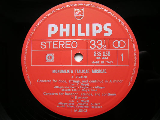 VIVALDI: FOUR CONCERTOS     GAZZELLONI / COSTANTINI / DRIEHUYS / I MUSICI      835 058