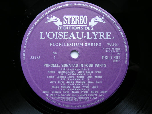 PURCELL: TEN SONATAS IN FOUR PARTS MACKINTOSH / HUGGETT / COIN / HOGWOOD DSLO 601