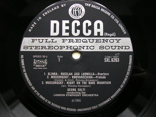 SXL 6263 ROMANTIC RUSSIA: BORODIN / GLINKA / MUSSORGSKY SOLTI / LONDON SYMPHONY ED3