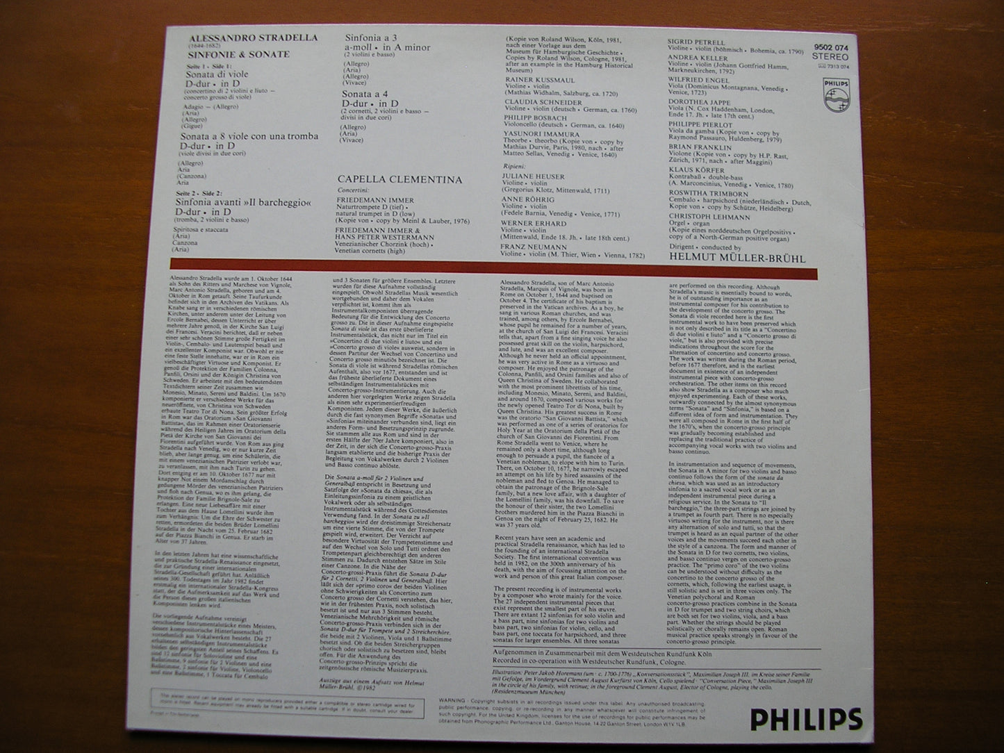 STRADELLA: SINFONIE & SONATE IMMER / CAPELLA CLEMENTINA / MULLER-BRUHL 9502 074