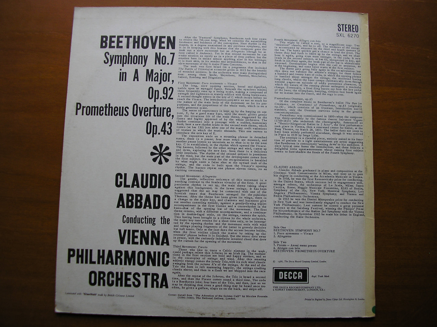 SXL 6270 BEETHOVEN: SYMPHONY No. 7 / PROMETHEUS OVERTURE ABBADO / VIENNA PHILHARMONIC ED2