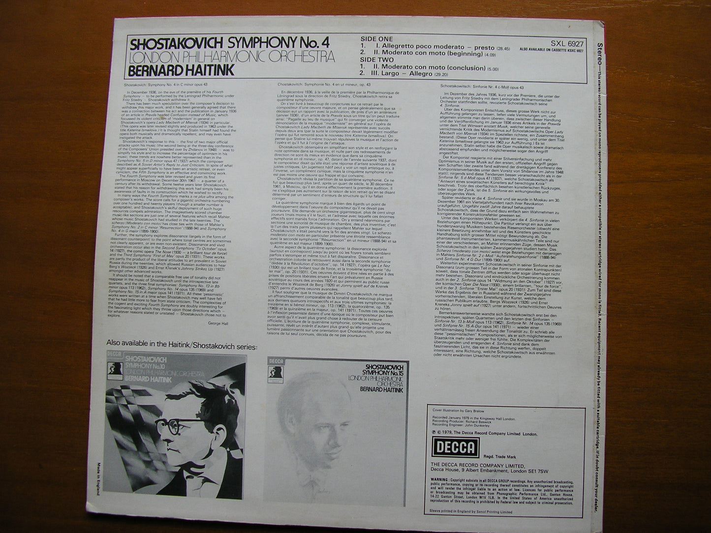 SHOSTAKOVICH: SYMPHONY No. 4 HAITINK / LONDON PHILHARMONIC SXL 6927