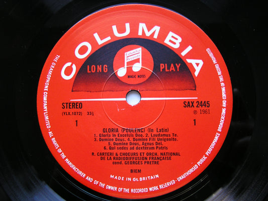 POULENC: GLORIA / ORGAN CONCERTO DURUFLE / CARTERI / FRENCH NATIONAL RADIO ORCHESTRA / PRETRE SAX 2445