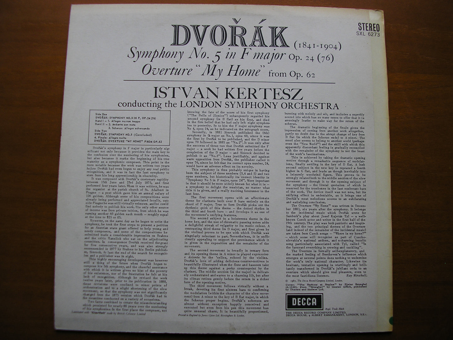 DVORAK: SYMPHONY No. 5 / OVERTURE 'MY HOME' KERTESZ / LONDON SYMPHONY ED2